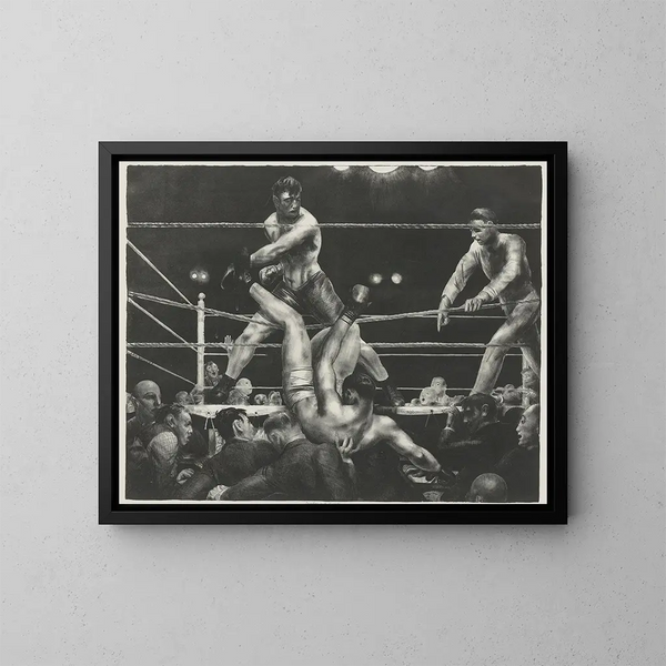 Dempsey et Firpo - George Wesley Bellows — kehystetty taideteos seinällä