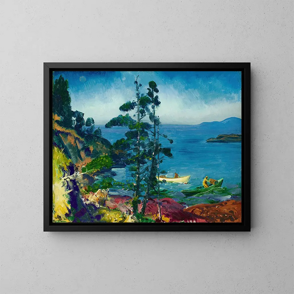 Sininen ilta huolehtimassa hummerilaatikoista aikaisin aamulla - George Wesley Bellows — kehystetty taideteos seinällä