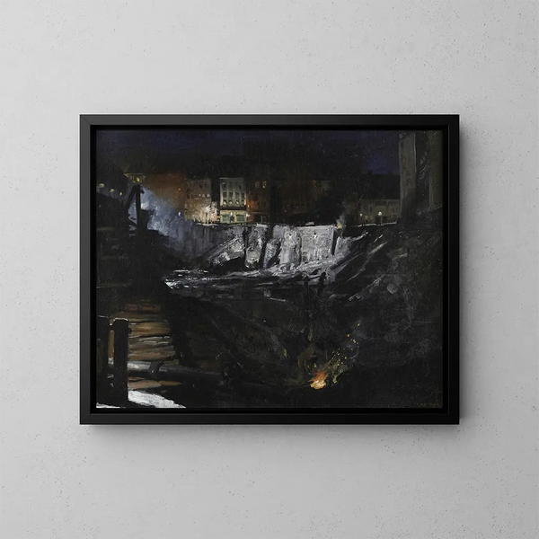 Kaivaminen yöllä - George Wesley Bellows — kehystetty taideteos seinällä