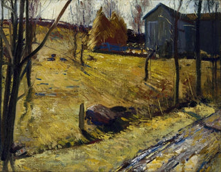 Heinäpaalit ja lato - George Wesley Bellows — näkymä teoksesta