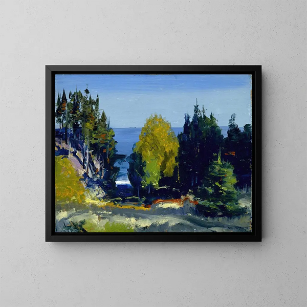 Le bosquet de Monhegan - George Wesley Bellows — kehystetty taideteos seinällä