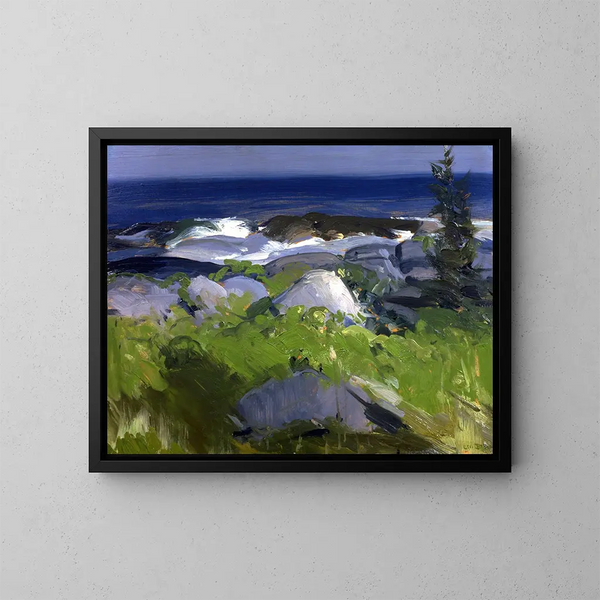 Rivage couvert de vignes, île Monhegan - George Wesley Bellows — kehystetty taideteos seinällä