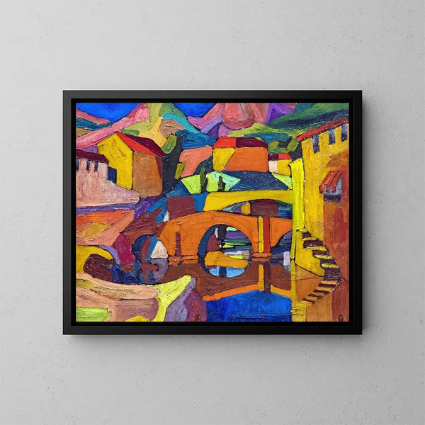 Village cubiste - Georges Gaudion — kehystetty taideteos seinällä