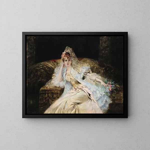 Dame à la mantille - Georges Jules Victor Clairin — kehystetty taideteos seinällä