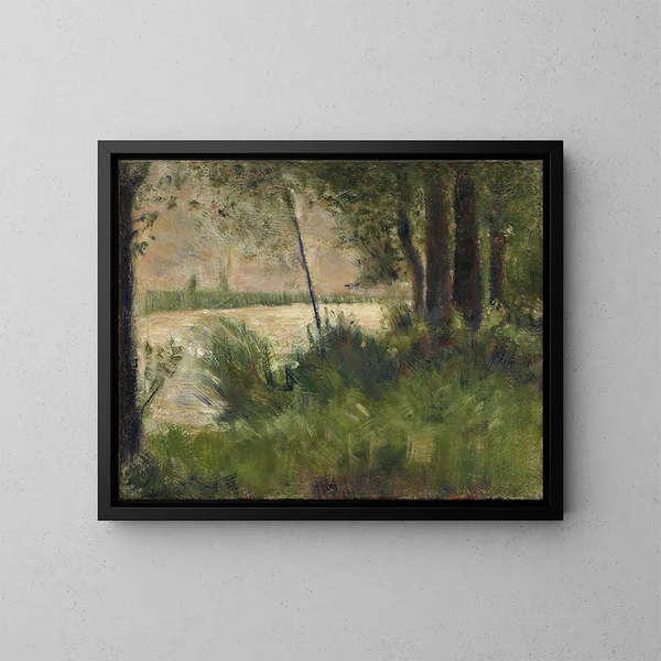 Rantapenkka nurmikko - Georges Seurat — kehystetty taideteos seinällä