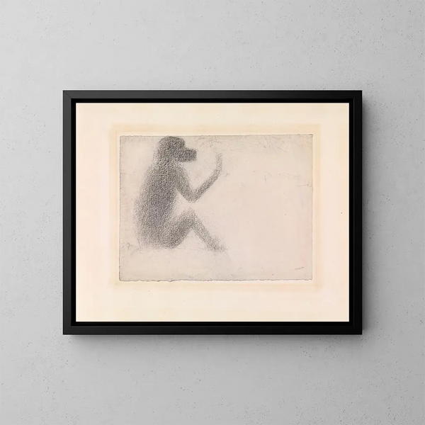 Singe assis - Georges Seurat — kehystetty taideteos seinällä