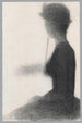 Nainen istumassa varjostimen kanssa - Georges Seurat — näkymä teoksesta