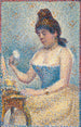 Nuori nainen puuteroimassa kasvojaan - Georges Seurat — näkymä teoksesta