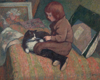 Lapsi ja kissa - Georges d'Espagnat — näkymä teoksesta