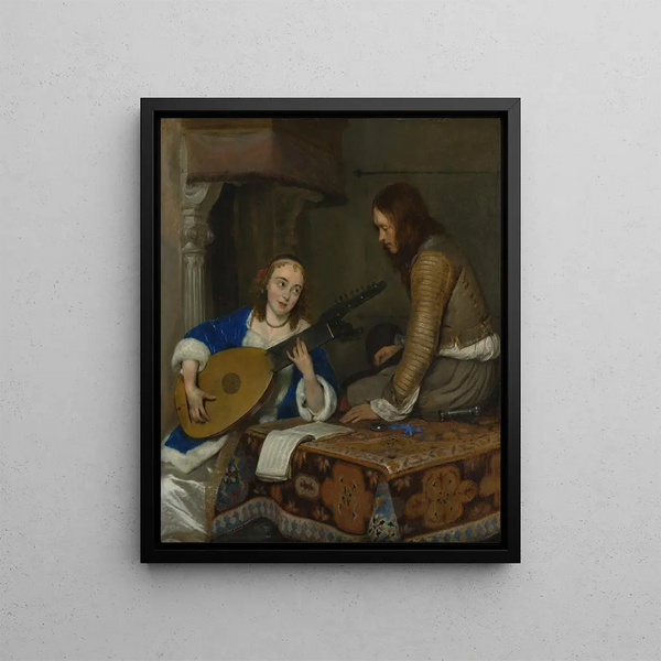 Gerard ter Borch - A Woman Playing the TheorboLute and a Cavalier.webp