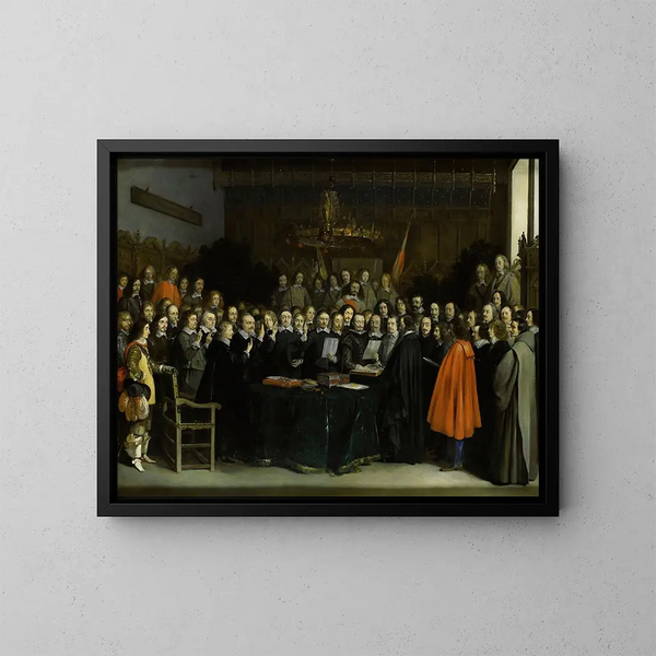La Ratification du Traité de Münster - Gerard ter Borch — kehystetty taideteos seinällä