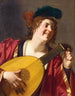 Nainen soittamassa lyyraa - Gerard van Honthorst — näkymä teoksesta