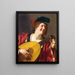 Nainen soittamassa lyyraa - Gerard van Honthorst — kehystetty taideteos seinällä