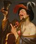 Iloinen viulisti, joka pitää roemeria - Gerard van Honthorst — näkymä teoksesta