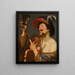 Iloinen viulisti, joka pitää roemeria - Gerard van Honthorst — kehystetty taideteos seinällä