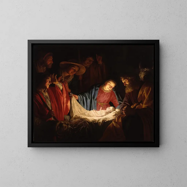 Betlehemin paimenien ylistyksestä - Gerard van Honthorst — kehystetty taideteos seinällä