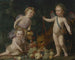 Kolme lasta hedelmien kanssa ja jaguaari - Gerard van Honthorst — näkymä teoksesta