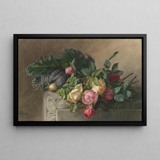 Gerardina Jacoba van de Sande Bakhuyzen - Stilleven met rozen en koolblad.webp