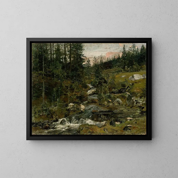 Ruisseau au crépuscule - Gerhard Munthe — kehystetty taideteos seinällä