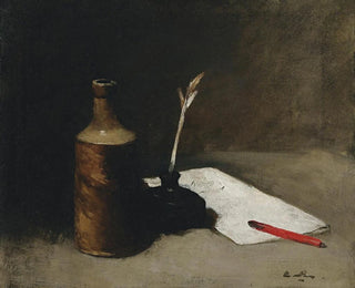 GermainThodore Ribot - Still Life With Bottle Inkpot And Letter.webp