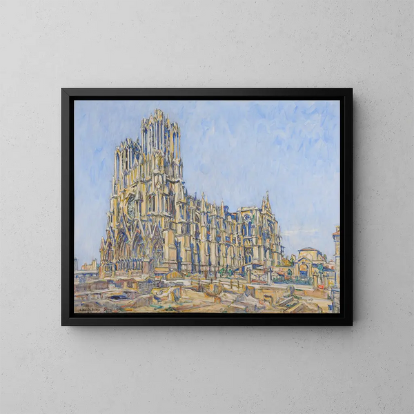 Cathédrale de Reims, côté sud - Germain David-Nillet — kehystetty taideteos seinällä