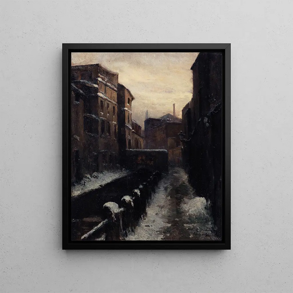 Germain Eugne Bonneton - Vue de la Bivre ruelle des Gobelins effet de neige.webp