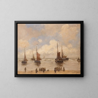 Bateaux de pêche à terre - German Grobe — kehystetty taideteos seinällä