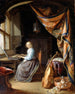 Nainen soittamassa klavikordia - Gerrit Dou — näkymä teoksesta
