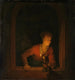 Tytär öljylampun kanssa ikkunassa - Gerrit Dou — näkymä teoksesta