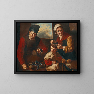 Giacomo Francesco Cipper - A cobbler and a woman cutting a childs hair.webp