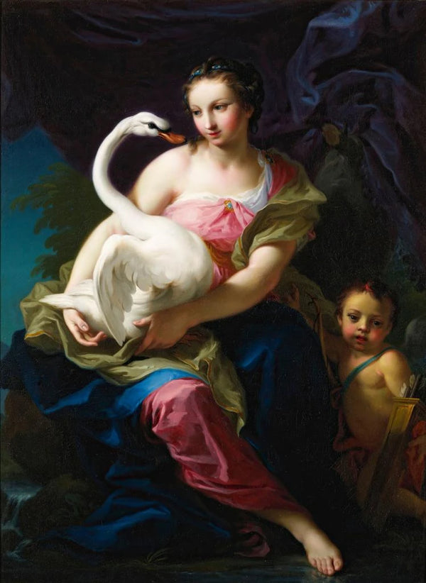 Léda ja joutsen - Gianbettino Cignaroli — kehystetty taideteos seinällä