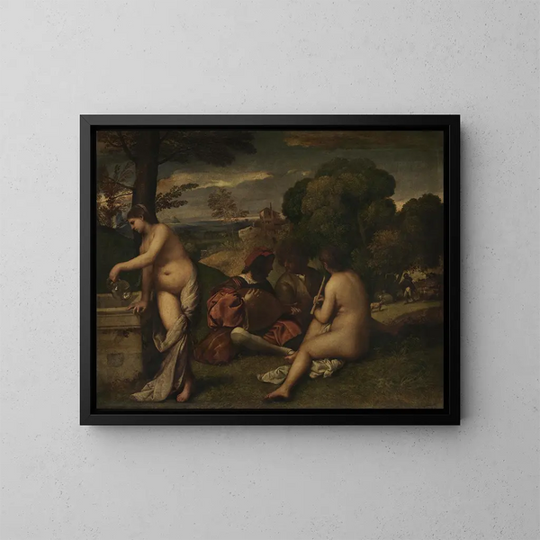 Concert pastoral - Giorgione — kehystetty taideteos seinällä