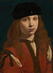 Nuoren miehen muotokuva - Giovanni Antonio Boltraffio — kehystetty taideteos seinällä