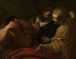Joseph tulkitsee uniaita faaraon palatsissa - Giovanni Antonio Burrini — näkymä teoksesta