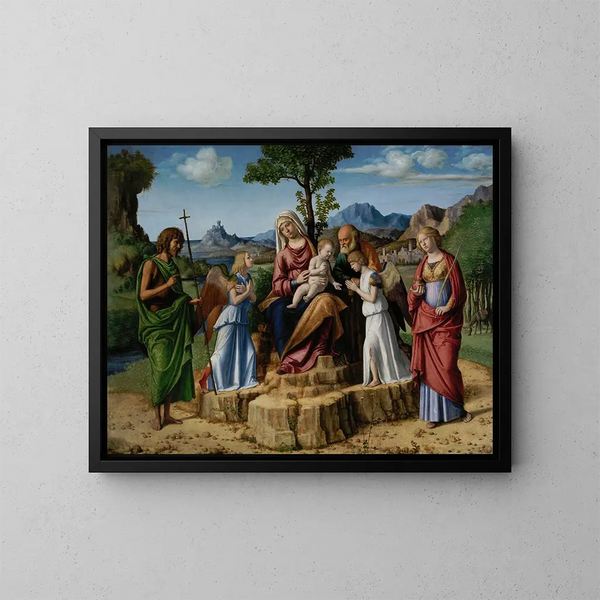 Le repos pendant la fuite en Égypte - Giovanni Battista Cima da Conegliano — kehystetty taideteos seinällä