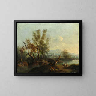 Giovanni Battista Cimaroli - River Landscape With Figures.webp
