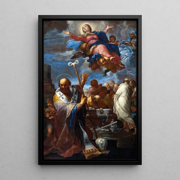 L'Assomption de la Vierge avec les Saints Anne et Nicolas de Myre - Giovanni Battista Lenardi — kehystetty taideteos seinällä