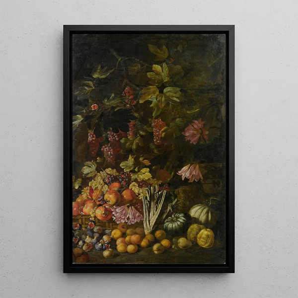 Nature morte de fleurs et de fruits - Giovanni Battista Ruoppolo — kehystetty taideteos seinällä