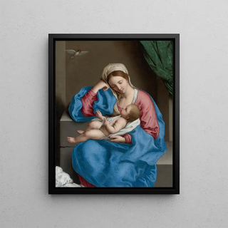 Giovanni Battista Salvi da Sassoferrato - Madonna With The Infant Christ Child Holding A Goldfinch On A String.webp