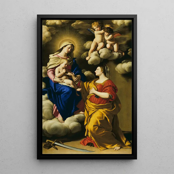 Le Mariage mystique de Sainte Catherine - Giovanni Battista Salvi da Sassoferrato — kehystetty taideteos seinällä