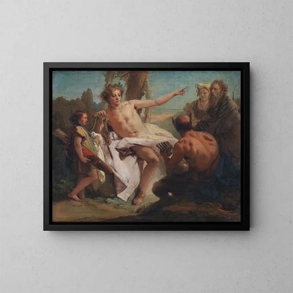 Apollon ja Marsyas - Giovanni Battista Tiepolo — kehystetty taideteos seinällä