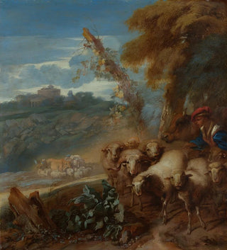 Giovanni Benedetto Castiglione - Roman Landscape with a Shepherd and Sheep.webp