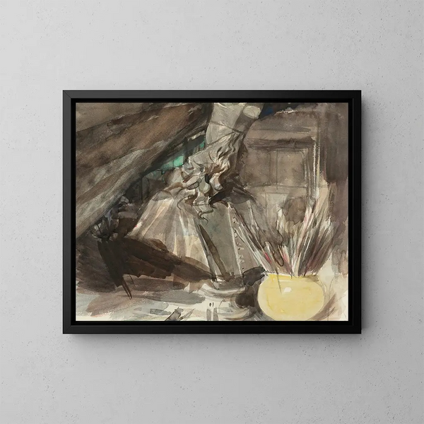 Un buste du cardinal Léopold de Médicis dans l'atelier de l'artiste - Giovanni Boldini — kehystetty taideteos seinällä