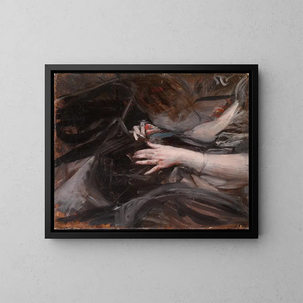 Naiset ompelemassa - Giovanni Boldini — kehystetty taideteos seinällä