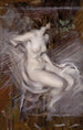 Nuori istuva alaston, helmenvärinen iho - Giovanni Boldini — näkymä teoksesta