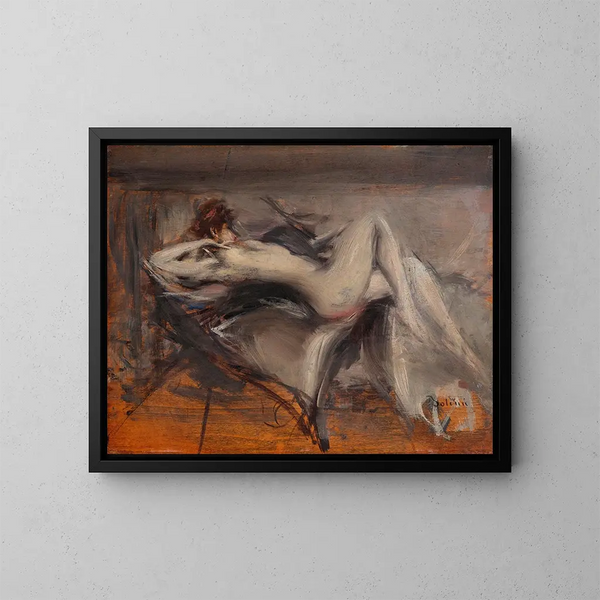 Nu naisellinen maalaus - Giovanni Boldini — kehystetty taideteos seinällä