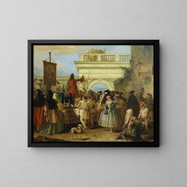 Le charlatan - Giovanni Domenico Tiepolo — kehystetty taideteos seinällä