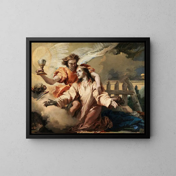 Rukous puutarhassa - Giovanni Domenico Tiepolo — kehystetty taideteos seinällä
