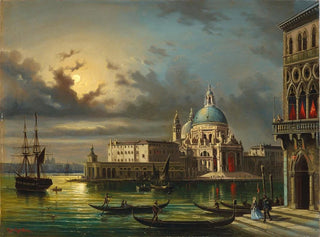 Giovanni Grubacs - The Punta della Dogana and Santa Maria della Salute Venice in moonlight.webp