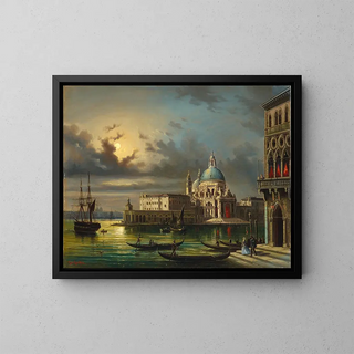 Giovanni Grubacs - The Punta della Dogana and Santa Maria della Salute Venice in moonlight.webp